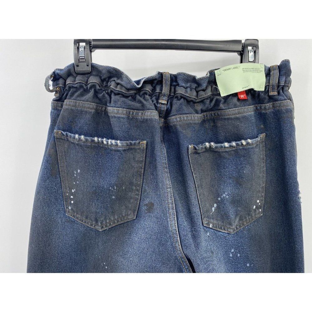 Off-White c/o Virgil Abloh Distressed Jeans Elastic Waist Size 32 NWT $810 (A-2)